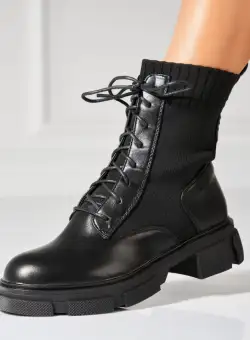 Ghete Dama Iarna Negre din Piele Ecologica Jaslyn