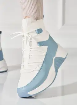 Ghete Dama Imblanite Albastre din Piele Ecologica Isela