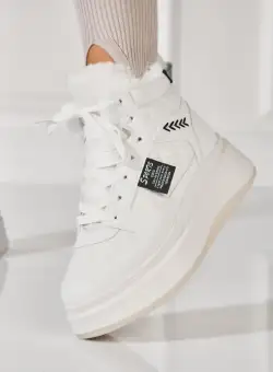 Ghete Dama Imblanite Albe din Piele Ecologica Zaida