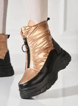 Ghete Dama Imblanite Auriu din Piele Ecologica Zelie