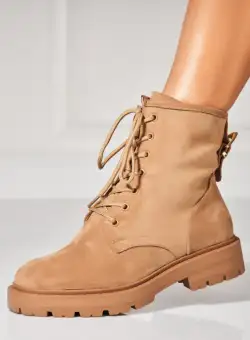 Ghete Dama Imblanite Kaki din Piele Ecologica Intoarsa Graziella