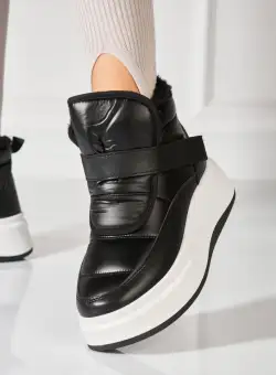 Ghete Dama Imblanite Negre din Piele Ecologica Alaya