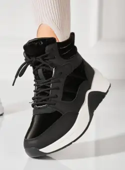 Ghete Dama Imblanite Negre din Piele Ecologica Aven