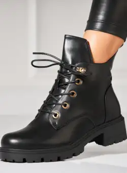 Ghete Dama Imblanite Negre din Piele Ecologica Marilla