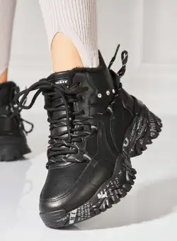 Ghete Dama Imblanite Negre din Piele Ecologica Nalia