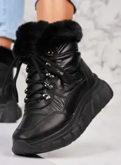 Ghete Dama Imblanite Negre din Piele Ecologica Nesta