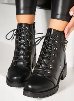 Ghete Dama Imblanite Negre din Piele Ecologica Pharra