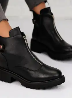 Ghete Dama Imblanite Negre din Piele Ecologica Zyon