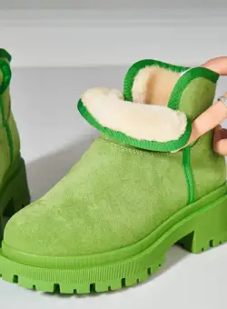 Ghete Dama Imblanite Verzi din Piele Ecologica Intoarsa Arely