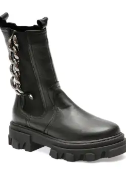 Ghete GLORIA negre, 56915, din piele naturala