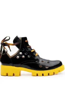 Ghete perforate dama dama din piele naturala - 2189 Negru naplac