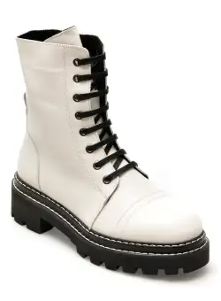 Ghete QUSHELI albe, 36261, din piele naturala