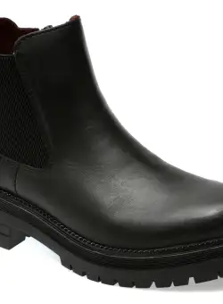 Ghete RIEKER negre, Y3156, din piele naturala