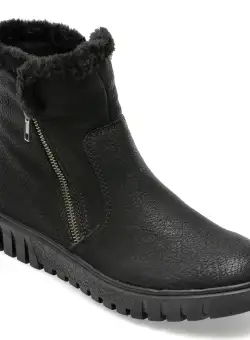 Ghete RIEKER negre, Y3481, din piele ecologica