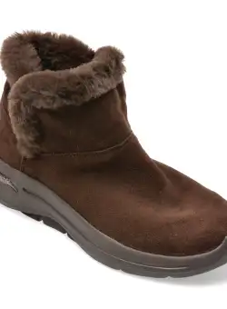 Ghete SKECHERS maro, GO WALK ARCH FIT BOOT, din piele intoarsa