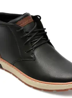 Ghete SKECHERS negre, EVENSTON, din piele naturala