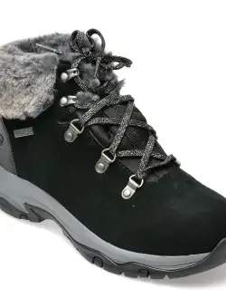 Ghete SKECHERS negre, TREGO, din piele intoarsa