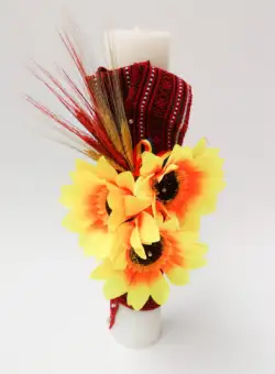 Lumanare Botez Floarea Soarelui Lucrata Manual Model V