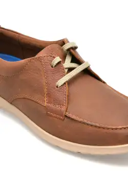 Mocasini CLARKS maro, FLEXWAY LACE, din piele naturala
