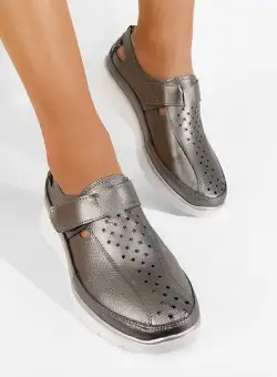 Mocasini cu talpa groasa argintii Kalivia