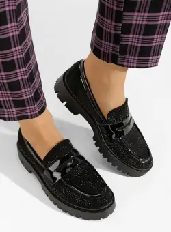 Mocasini cu talpa groasa Dafora negri