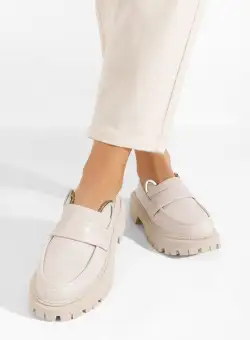 Mocasini cu talpa groasa Desiara bej