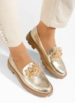 Mocasini cu talpa groasa Muse aurii