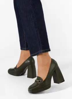 Mocasini cu toc Madelyn verzi