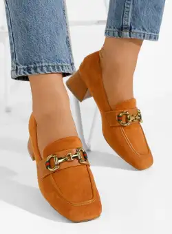 Mocasini cu toc Nasha camel