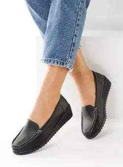 Mocasini dama cu platforma negri Storia