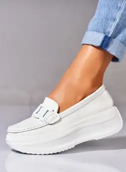 Mocasini dama Piele Naturala Albi Markai