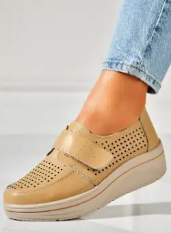 Mocasini dama Piele Naturala Bej Izana