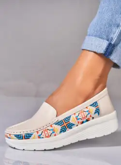 Mocasini dama Piele Naturala Bej Rysa