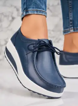 Mocasini dama Piele Naturala Bleumarin Judea