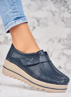 Mocasini dama Piele Naturala Bleumarin Kya