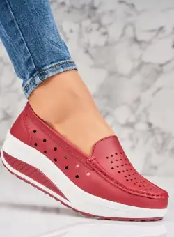 Mocasini dama Piele Naturala Bordo Anzal