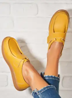 Mocasini dama Piele Naturala Galbeni Genesi