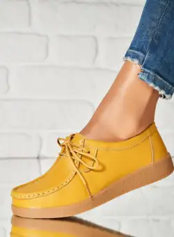 Mocasini dama Piele Naturala Galbeni Harla