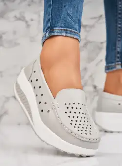 Mocasini dama Piele Naturala Gri Anzal