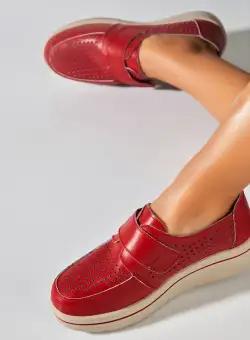 Mocasini dama Piele Naturala Rosii Izana