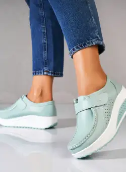 Mocasini dama Piele Naturala Verzi Emika