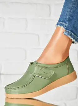 Mocasini dama Piele Naturala Verzi Genesi