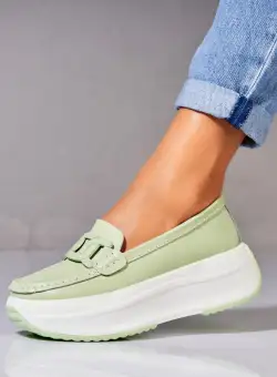 Mocasini dama Piele Naturala Verzi Markai