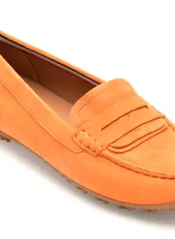 Mocasini GEOX portocalii, D35RCA, din piele intoarsa