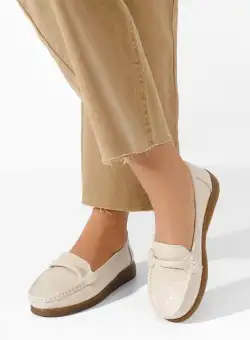 Mocasini piele naturala Telisa bej