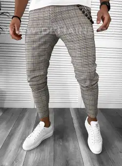 Pantaloni barbati casual regular fit in carouri B7869 14-4 E