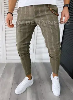 Pantaloni barbati casual regular fit in dungi B1858 10-2 e*
