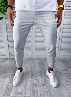 Pantaloni barbati gri deschis smart casual B2496 