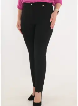 Pantaloni conici lungi din stofa neagra