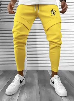 Pantaloni de trening galbeni silon conici 12374 D3-4.2